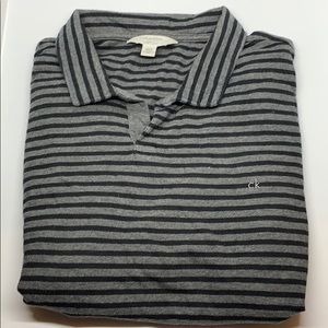Calvin Klein black polo tee shirt stripe spotless